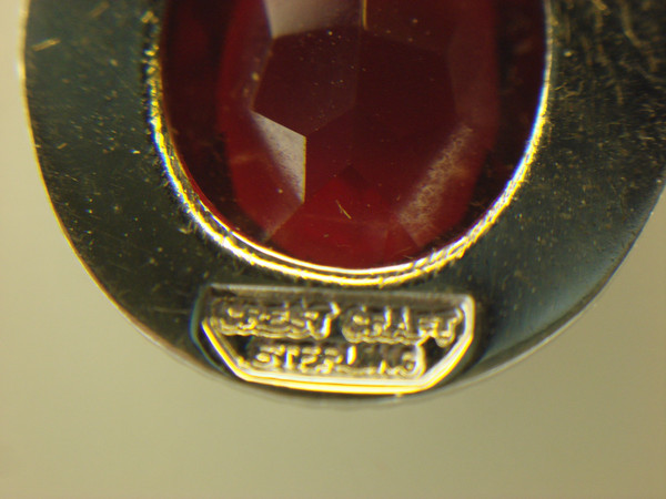 Vintage Crest-Craft Sterling Silver US Army Pendant Charm w/ Red Stone & Chain