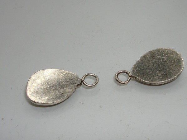 Vintage Navajo Sterling Silver Turquoise Teardrop Charms - Pair