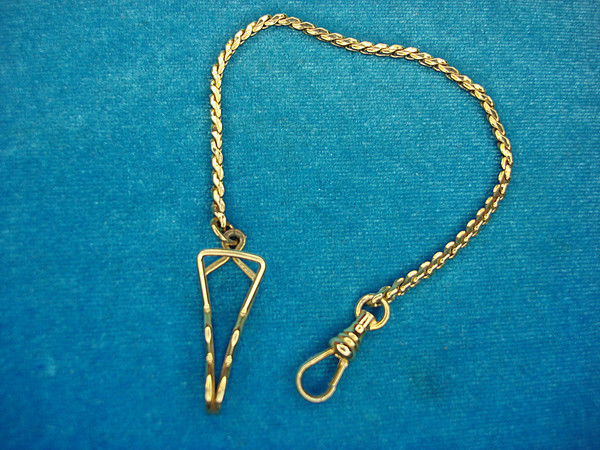 Vintage Gold Plated Vest Pocket Watch Chain - 8 Inch, Sturdy & Elegant