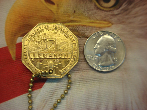 1954 Pennsylvania State Fireman's Assn. Convention Token - Lebanon, PA - Unused & Rare