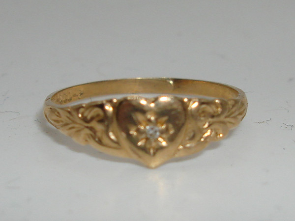Art Nouveau 1930s Baby Ring - 10K Gold w/ Diamond Accent (Size 2)