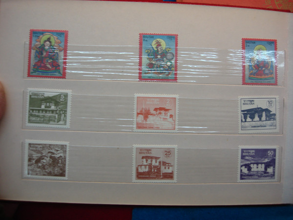 Vintage Bhutan Stamp Set 1970s-1990s (53 Stamps) - Album Mounted, Excellent Condition