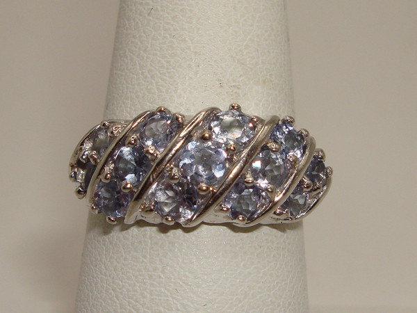 14K White Gold Tanzanite Ring | 1+ CTW Blue Gemstones | Size 8