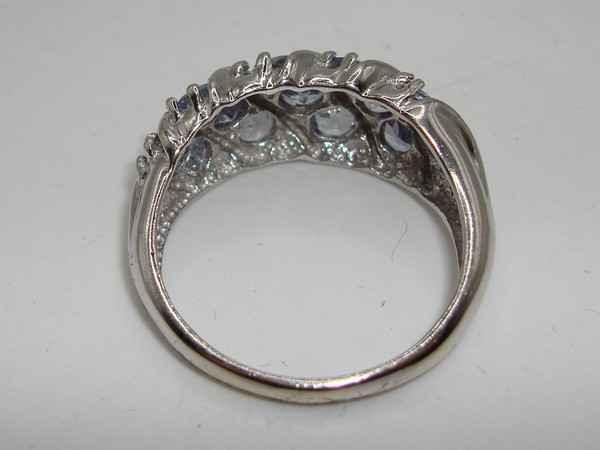 14K White Gold Tanzanite Ring | 1+ CTW Blue Gemstones | Size 8