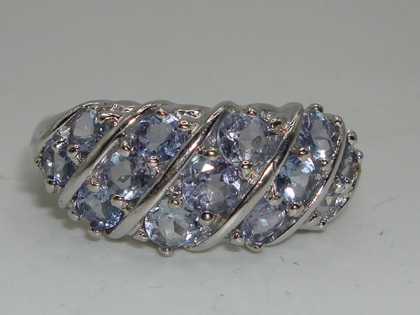 14K White Gold Tanzanite Ring | 1+ CTW Blue Gemstones | Size 8