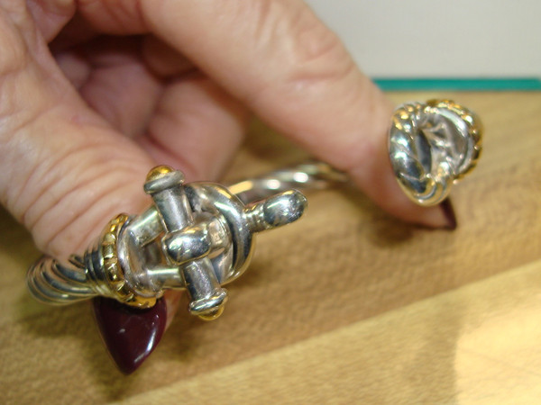 Italian Sterling Silver Cable Bracelet with Gold Accents - 925, X Design