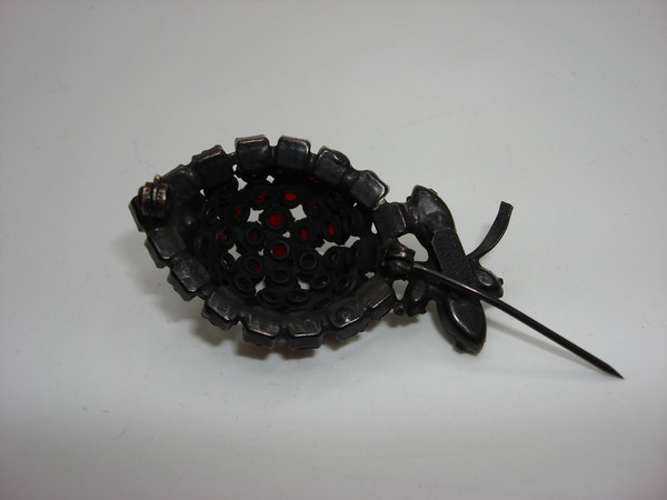 Vintage Joseph Warner Rhinestone Berry Brooch - Stunning Red & Green Gemstones