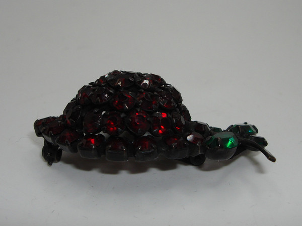Vintage Joseph Warner Rhinestone Berry Brooch - Stunning Red & Green Gemstones