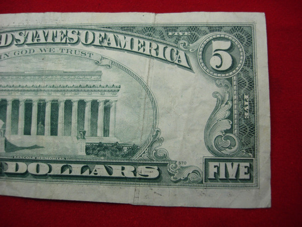 1977A $5 Federal Reserve Note Error - Ink Smudging, Blank Creases, Philadelphia BEP
