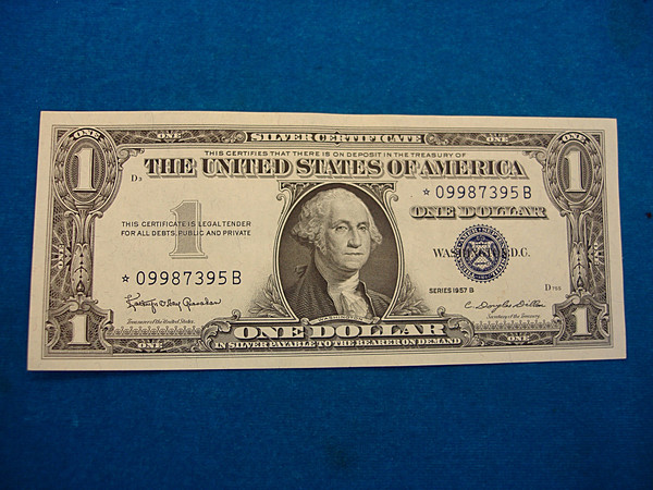 1957B Star Note $1 Silver Certificate - Crisp, Uncirculated US Currency