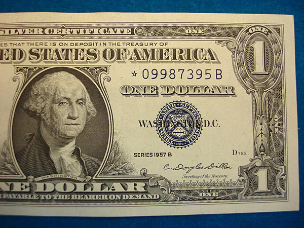 1957B Star Note $1 Silver Certificate - Crisp, Uncirculated US Currency