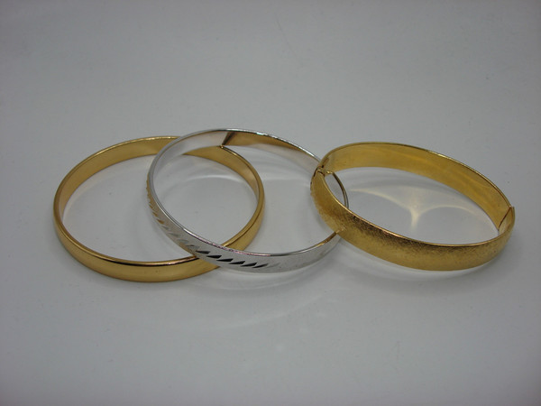Vintage Monet Gold & Silver Tone Bracelet Set of 3 - Bangle & Hinged Bracelets