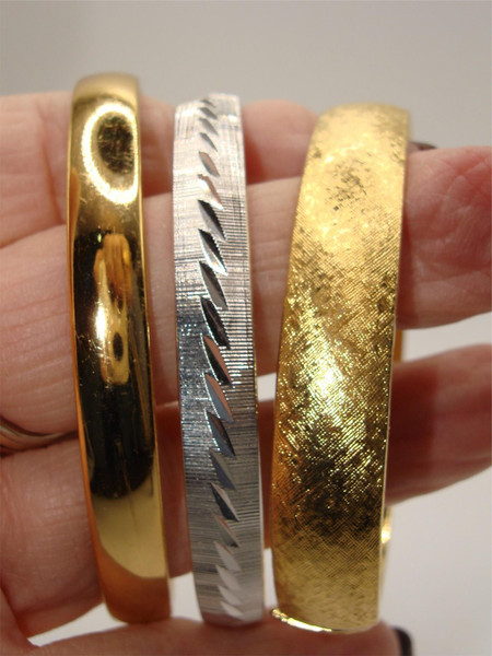 Vintage Monet Gold & Silver Tone Bracelet Set of 3 - Bangle & Hinged Bracelets