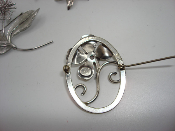 Vintage Sterling Silver Floral Pins (Set of 3) | BEAU & JEWELART |  Elegant Brooches