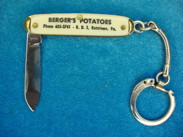 Vintage Berger's Potatoes Keychain Knife - USA Made, Unused - Collectible