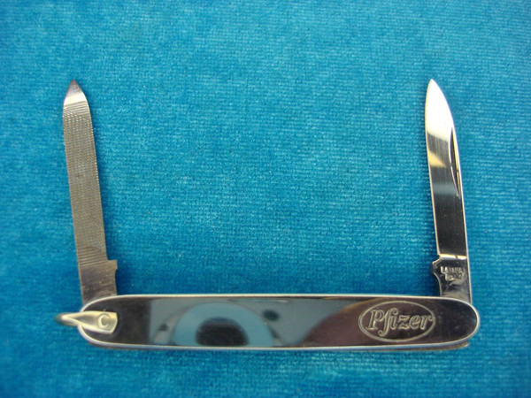 Vintage Latuma Italy Pocket Knife - 2 Blades (Nail File), Pfizer Collectible, Unused