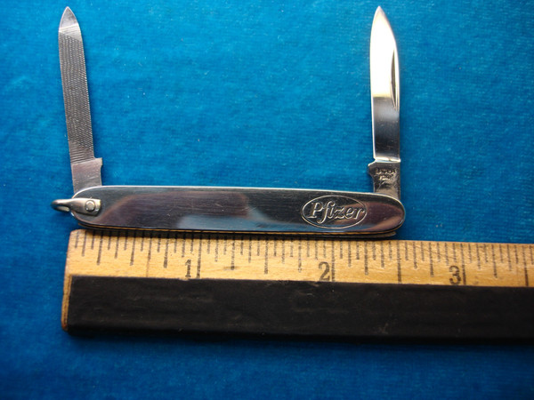 Vintage Latuma Italy Pocket Knife - 2 Blades (Nail File), Pfizer Collectible, Unused