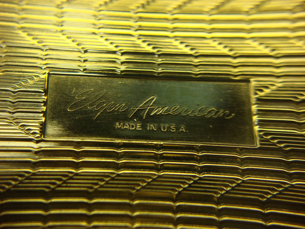 Vintage Elgin American Powder Compact - Green & Rose Scene, 1940s-50s