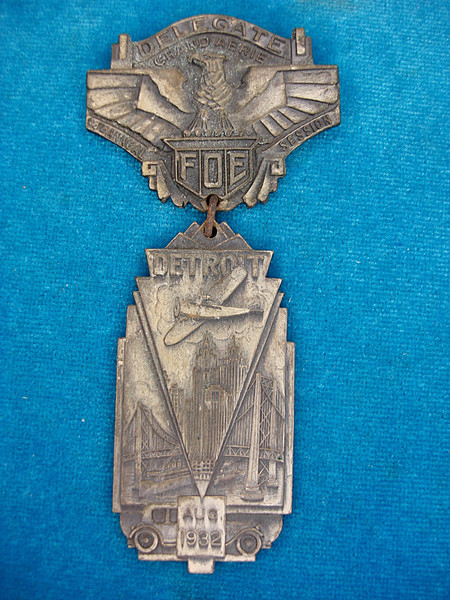 Vintage 1932 Fraternal Order of Eagles Delegate Badge - Detroit, Bastion Brothers