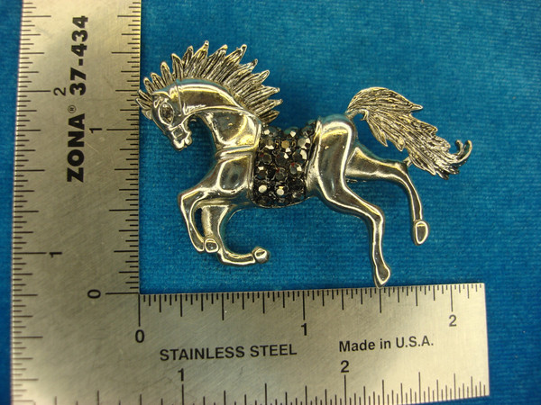 Equestrian Pins Set - Horse & Rider Enamel Pin, Silver Tone Horse with Marcasite (2 Pack)