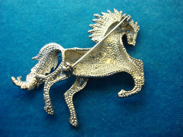 Equestrian Pins Set - Horse & Rider Enamel Pin, Silver Tone Horse with Marcasite (2 Pack)