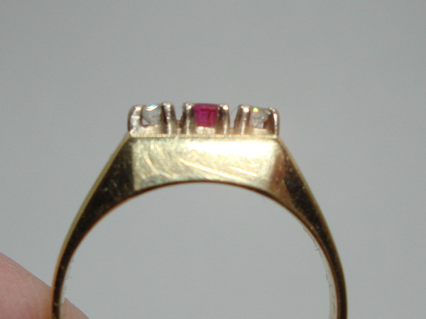 14K Solid Gold Ruby & Diamond Ring, Size 6 - Elegant Vintage Style