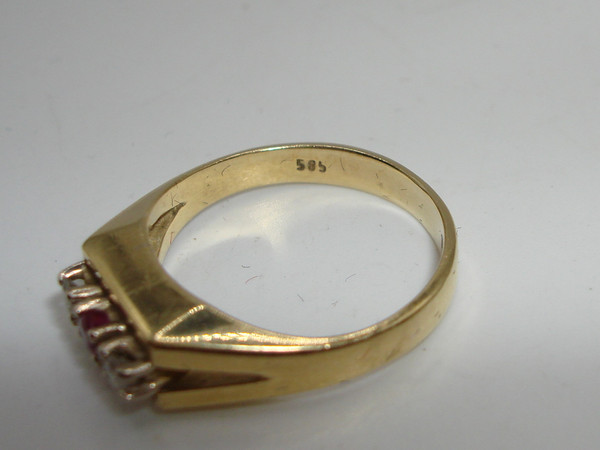 14K Solid Gold Ruby & Diamond Ring, Size 6 - Elegant Vintage Style