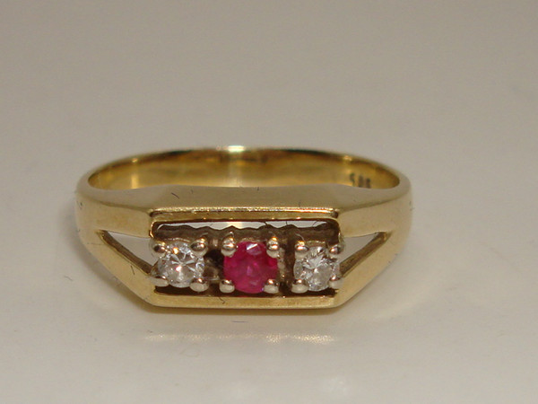 14K Solid Gold Ruby & Diamond Ring, Size 6 - Elegant Vintage Style