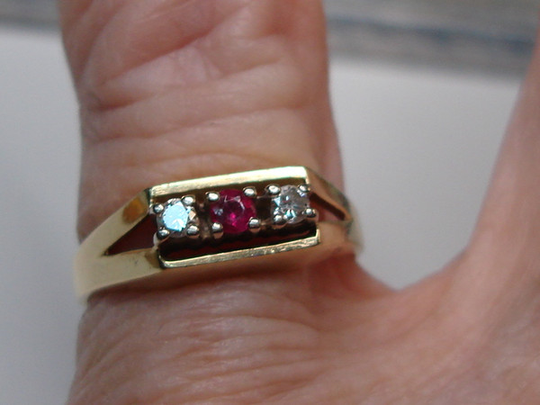 14K Solid Gold Ruby & Diamond Ring, Size 6 - Elegant Vintage Style