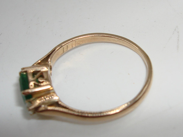 Elegant 14K Gold Emerald & Diamond Ring, Size 6 - Vintage Style