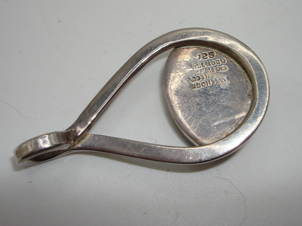 Vintage Sterling Silver Sodalite Pendant, Hecho En Mexico, Artist Signed (2 Inch Oval)