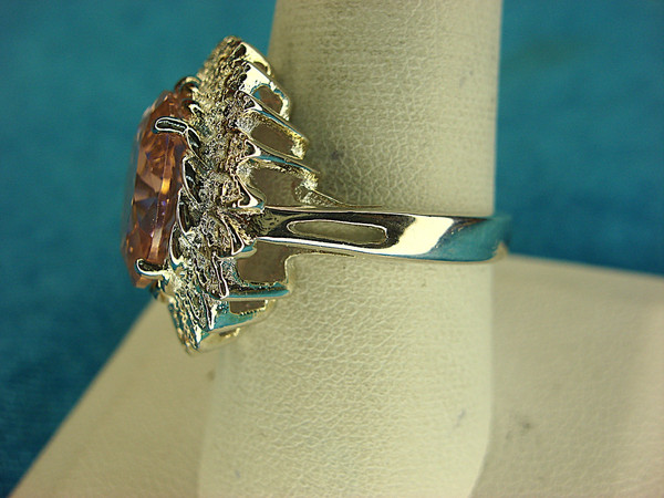 Large Pink Oval Sterling Silver Ring - Size 9.25, Barely Worn