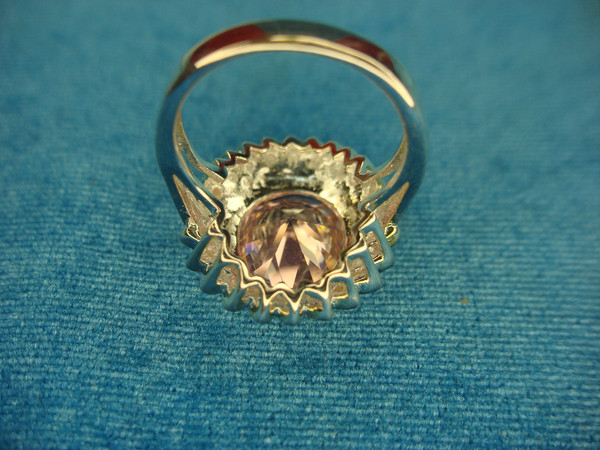 Large Pink Oval Sterling Silver Ring - Size 9.25, Barely Worn