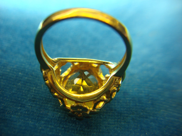 Elegant Gold Vermeil Sterling Silver Ring with Oval Yellow Gemstone (Size 6)