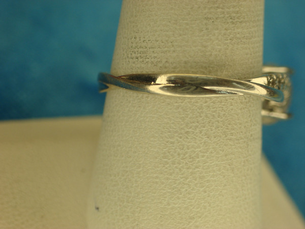 Sterling Silver Ring with Simulated Diamond & Side Stones - Size 9