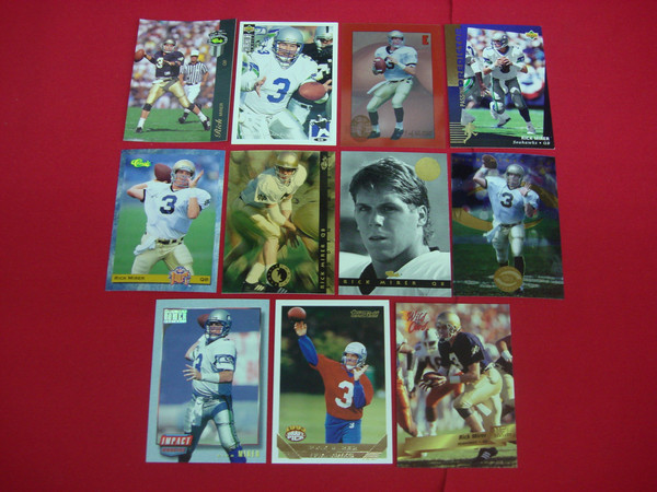 Rick Mirer Rookie Cards (1993-1994) - Notre Dame & Seahawks - 11 Card Lot