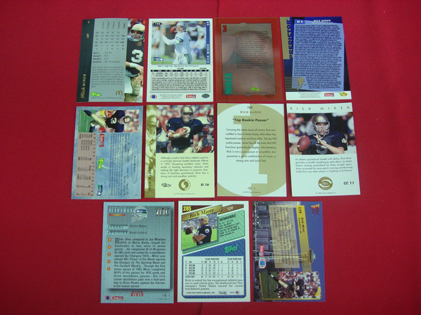 Rick Mirer Rookie Cards (1993-1994) - Notre Dame & Seahawks - 11 Card Lot