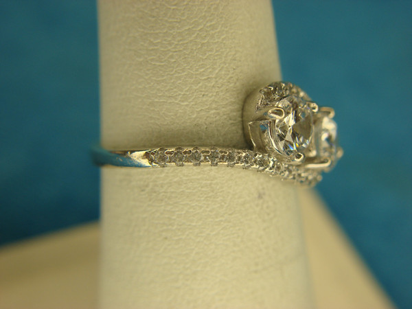 Sparkling Sterling Silver Ring with Fancy CZ Setting - Size 7