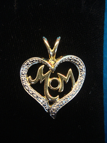 Sterling Silver & Gold Vermeil 'Mom' Heart Pendant - Pre-Owned, Excellent Condition