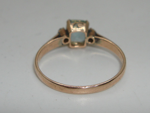 Vintage 10K Gold Aqua & Diamond Ring | Size 6 | 1/3 CTW