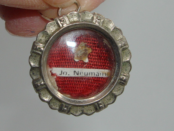 Vintage Relic Reliquary of Saint John Neumann, 4th Bishop of Philadelphia - Silver Case with Red Silk