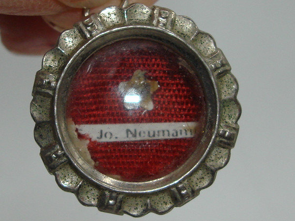 Vintage Relic Reliquary of Saint John Neumann, 4th Bishop of Philadelphia - Silver Case with Red Silk