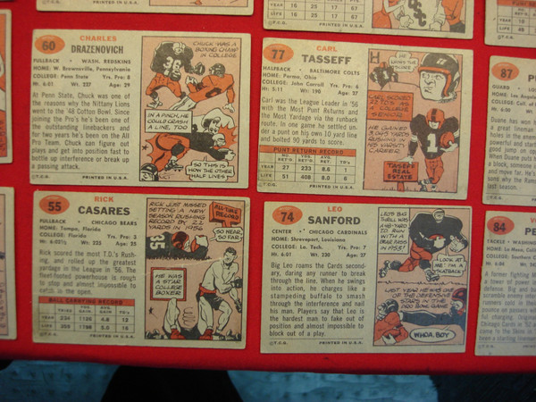 Vintage 1957 Topps Football Cards - Set of 22 Unique Players
