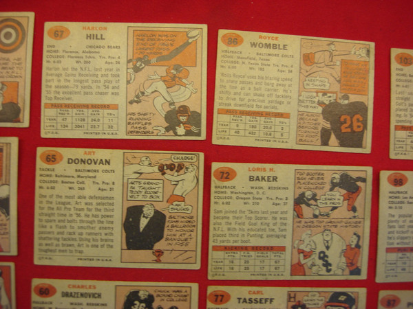 Vintage 1957 Topps Football Cards - Set of 22 Unique Players