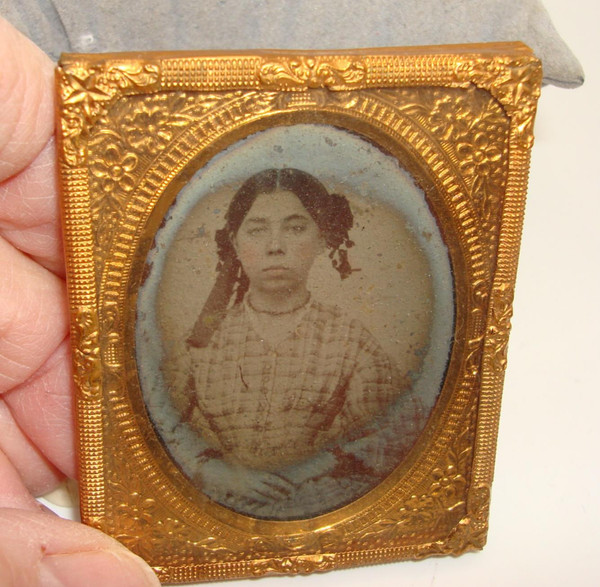 Antique 1800s Daguerreotype in Ornate Brass Frame - Excellent Condition