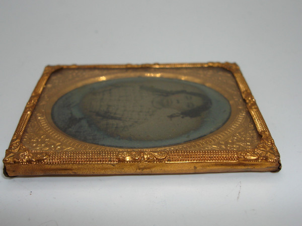 Antique 1800s Daguerreotype in Ornate Brass Frame - Excellent Condition