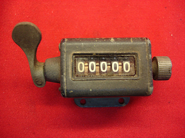 Vintage Mechanical Counter - 5 Digit Brass, Functional, Manual Operation