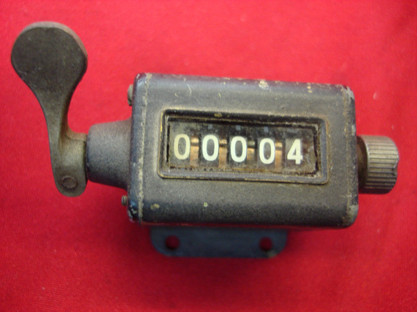 Vintage Mechanical Counter - 5 Digit Brass, Functional, Manual Operation