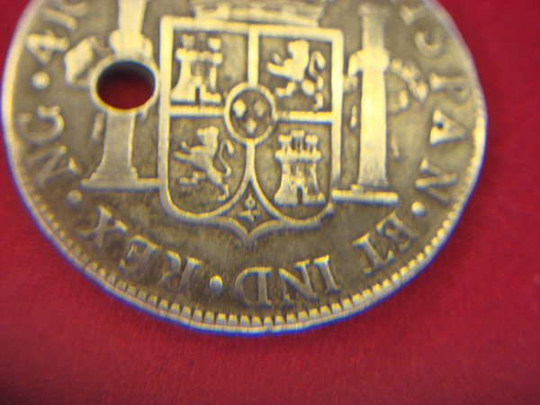 1805 Guatemala 4 Reales Charles II Silver Coin - Holed - Numismatic Antique