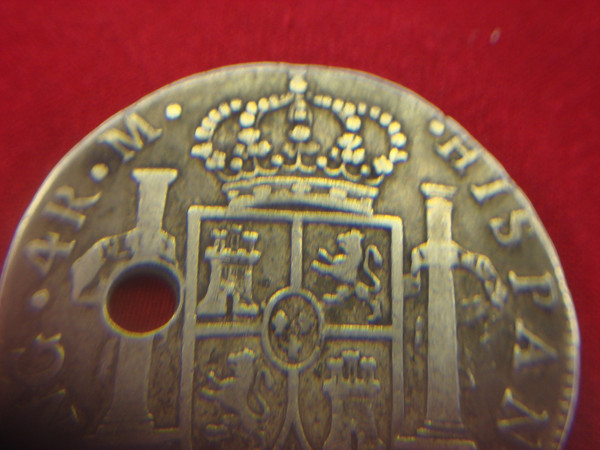 1805 Guatemala 4 Reales Charles II Silver Coin - Holed - Numismatic Antique